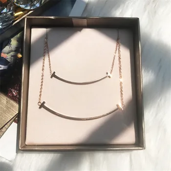 

YUN RUO Rose Gold Color Classic Smiling Pendant Necklace 316L Titanium Steel Jewelry Woman Birthday Gift Not Fade Drop Shipping