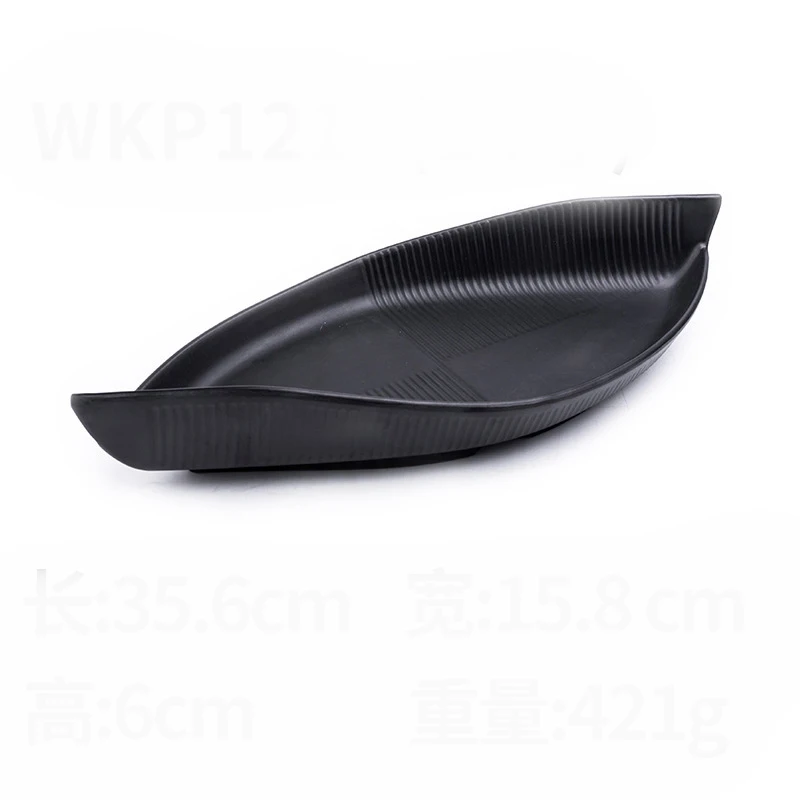 Black Frosted Melamine Japanese Sushi Barbecue Plate Imitation Porcelain Beef Plate Hot Pot Tableware