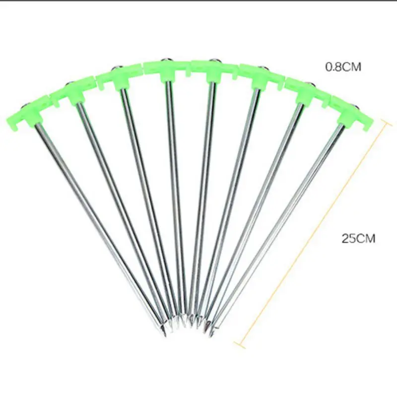8 шт./лот палатка гвоздь колышек ночной световой нержавеющая сталь кемпинг рыбалка навес ветрозащитный трос инструмент