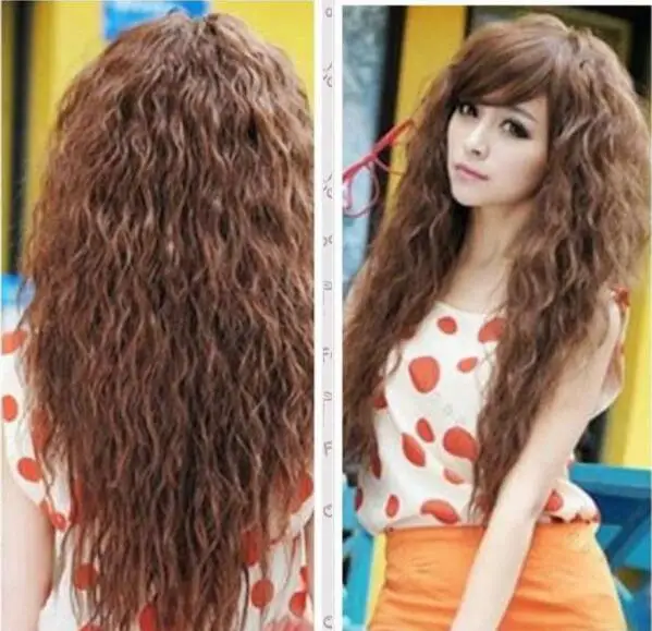 

Free Shipping Fashion Light Brown Wig Women's Afro Curly Anime Wigs Cosplay Party