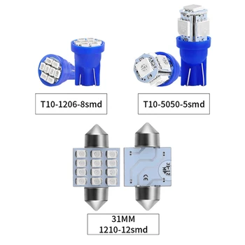 

13x 1 Set Car Interior Blue LED Light Bulb Kit Dome Light Durable Replacement For Dome Door License Plate Lamp 12V Accessories