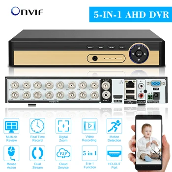 

16CH 1080P Hybrid 5 IN 1 AHD/ONVIF DVR IP/Analog/TVI/CVI CCTV DVR P2P for Home office Security Surveillance System kit Camera