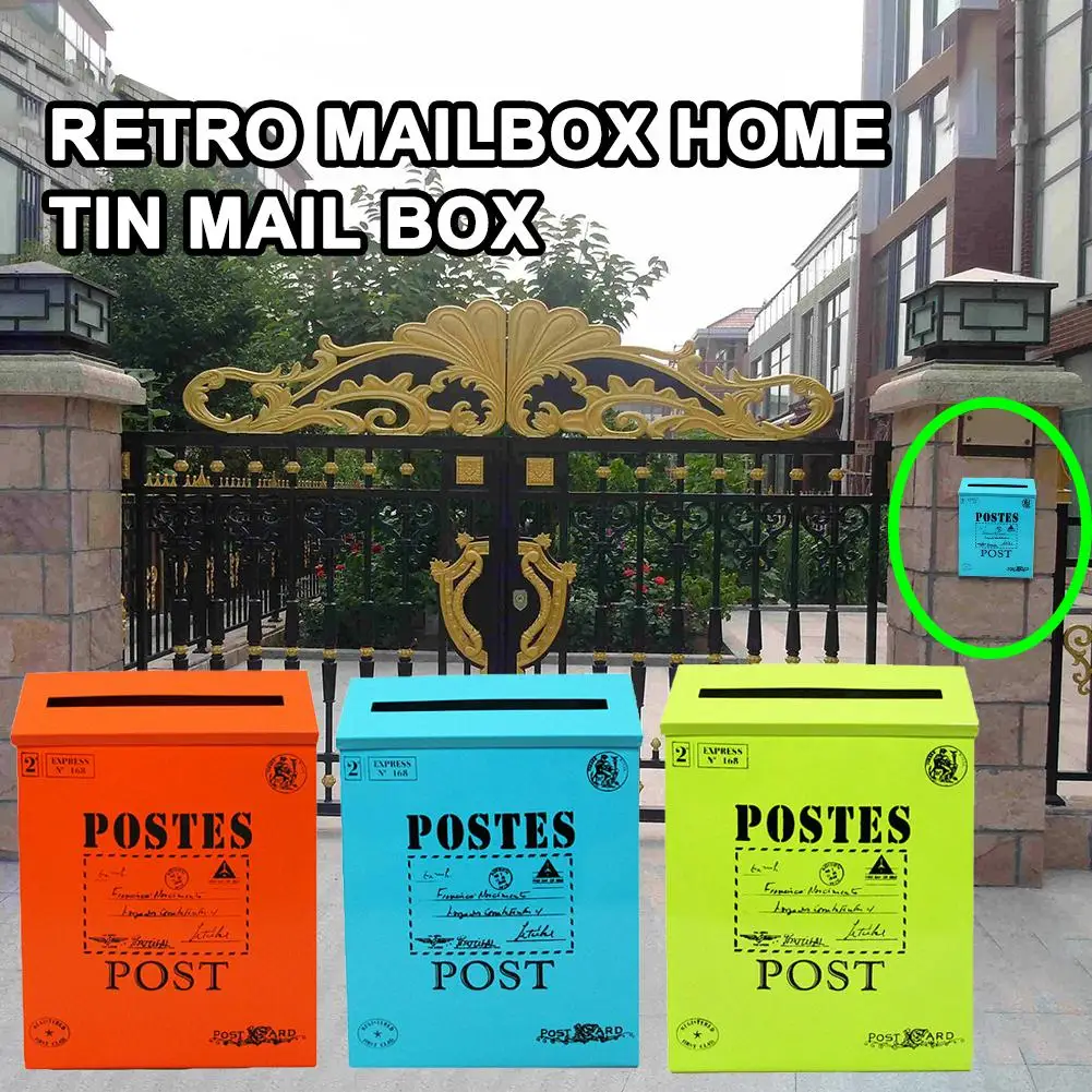 Vintage Wall Hanging Iron Mailbox Mail Postal Letters Newspaper Waterproof Post Box Home Garden Oranment Decor