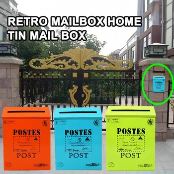 

Vintage Wall Hanging Iron Mailbox Mail Postal Letters Newspaper Box Waterproof Post Box Lock Box Home Garden Oranment Decor