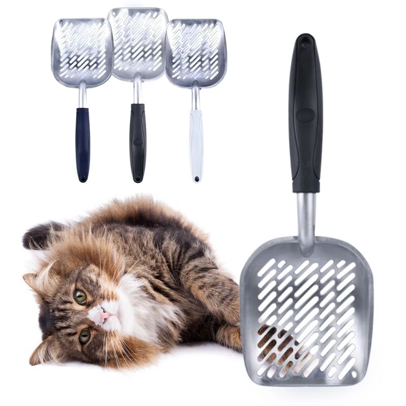 Cat Litter Scoop Big Metal Litter Scoop for Kitty Sifter with Deep Shovel and Ergonomic Handle Made of Heavy Duty Solid Aluminum