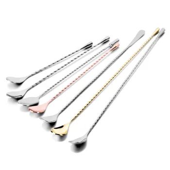 

2 Styles 4 Colors Bar Spoon Stainless Steel Water Drop Bar Spoon Thread Bar Spoon Bartender Stick Stir Bar Wine Spoon Bar Tool