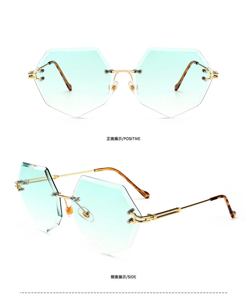 Многоугольные безрамные обрезные Солнцезащитные очки женские градиентные океанские градиентные солнечные очки устойчивые к ультрафиолетовому излучению женские - Цвет линз: 6