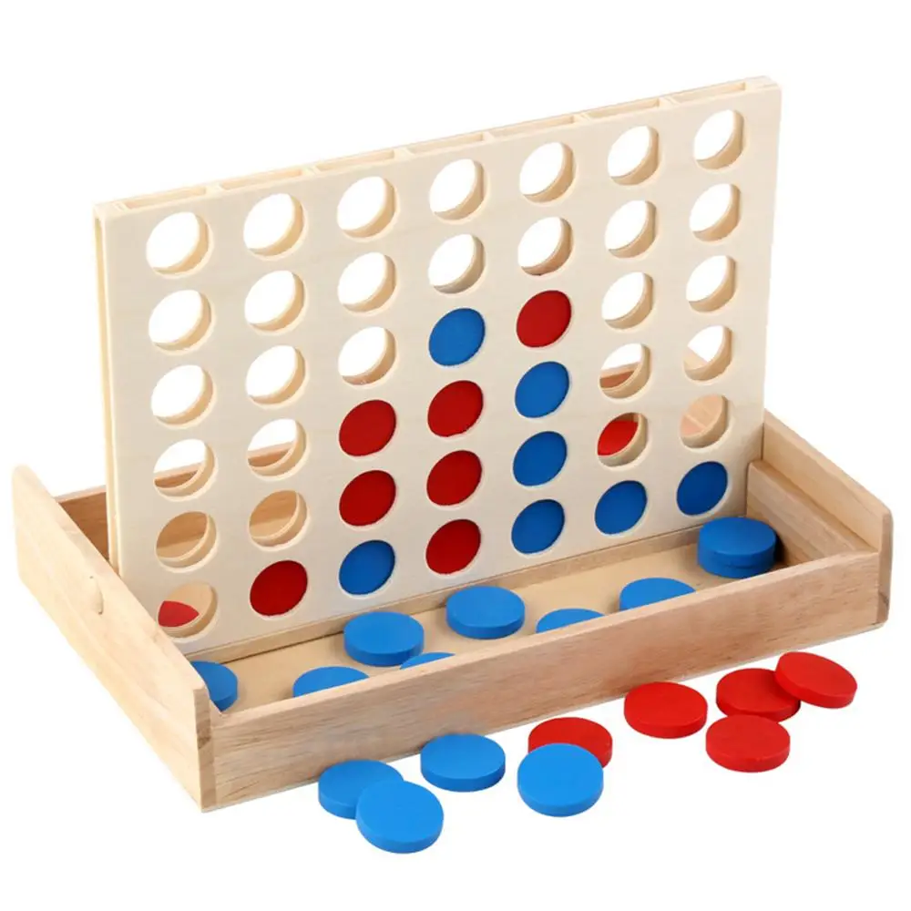 4 in a Row. Four in a Row Wooden Game, Line Up 4, Classic Family Toy, Board Game For Kids And Family Fun afbeelding