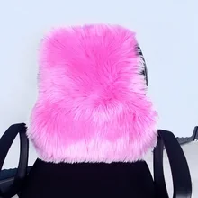 Подушка на стул, подушка на автомобильное сиденье для женщин и девочек, украшение автомобиля, длинная плюшевая искусственная шерсть, теплая зимняя подушка на спинку, подушка из пены