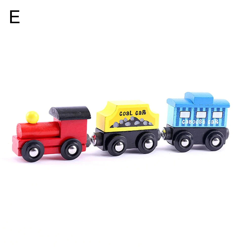 3 шт./компл. Магнитные деревянные мини-поезд модель кареты обучающие игрушки для детей в подарок - Цвет: E