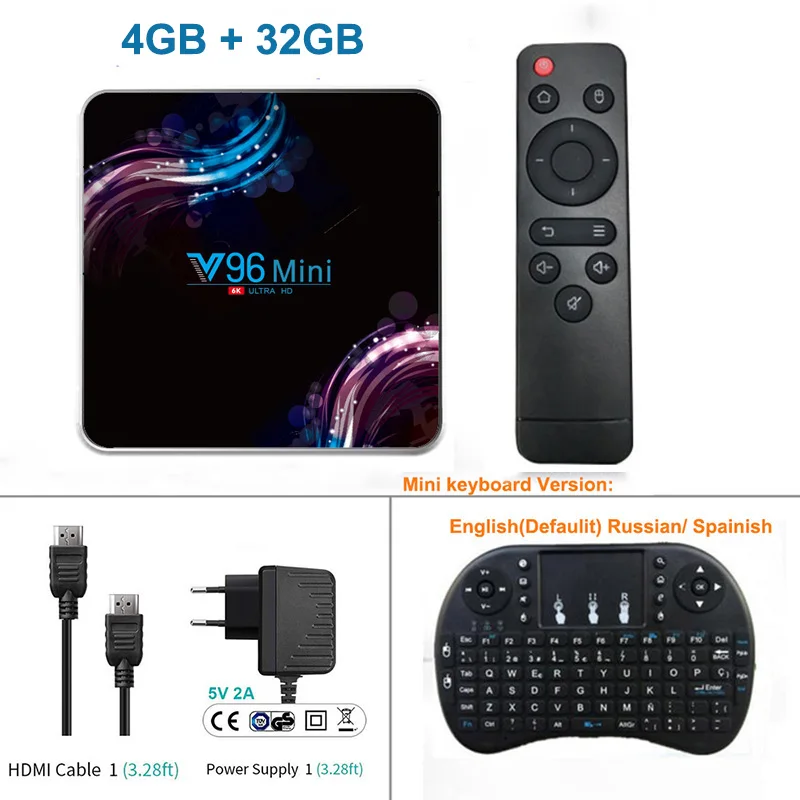 32GB Ru Key 4 ГБ 128 ГБ V96 Мини Android 9,0 tv Box Allwinner H6 четырехъядерный 6K H.265 Wifi Netflix Youtube телеприставка 4 Гб 32 г/64 г медиаплеер - Цвет: 32GB Ru Key
