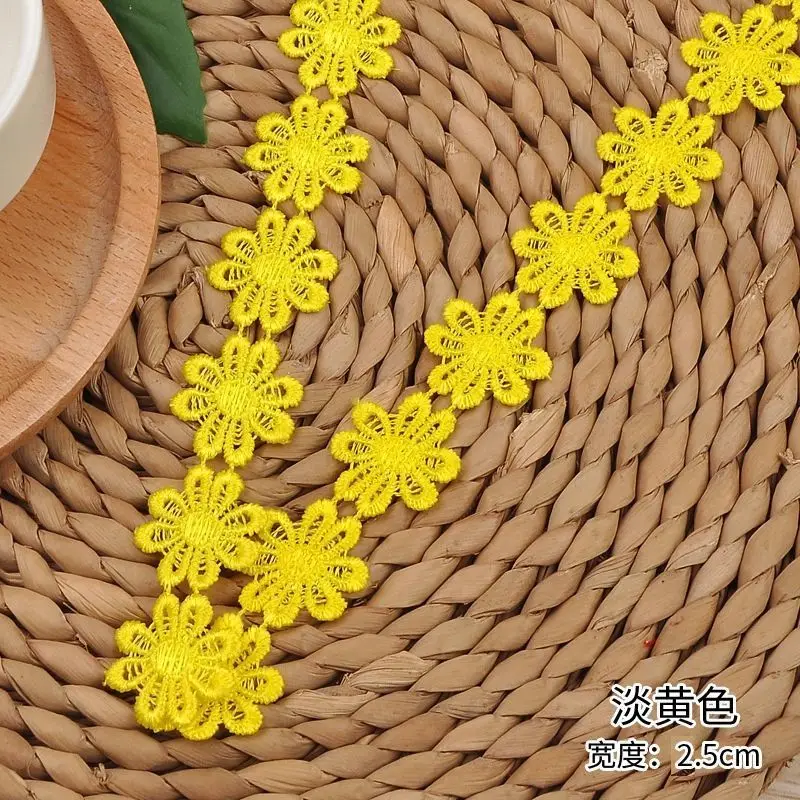 1-15 yards colorful daisy flowers lace 25mm wide garment hat curtain Diy handmade patchwork ribbon sewing supplies crafts