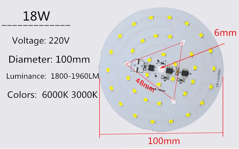 20 шт. SMD 2835 Светодиодный светильник PCB, диммируемая интегрированная умная IC AC 220V Драйвер Белый ww 3W 5 Вт 7 Вт 9 Вт 12 Вт 15 Вт 18 Вт blubs светильник