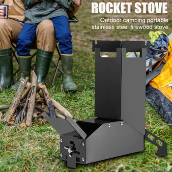 Camping Rocket Stove Outdoor Stainless Steel Wood Burner 9in 640g Sadoun.com