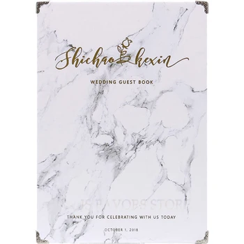 

Free custom Bronzing 1pcs Marble classmates Memoir photo album Company party Personalized forest Wedding signature book gift