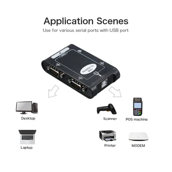 

High Quality USB to RS232 4 port COM adapter card 9Pin USB 2.0 to 4 ports RS232 Serial DB9 COM Controller Connectors Adapter Hub
