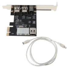 Pci-e 1x ieee 1394a 4 porto (3 + 1) firewire adaptador de cartão 6-4 pinos cabo para desktop pc k1aa