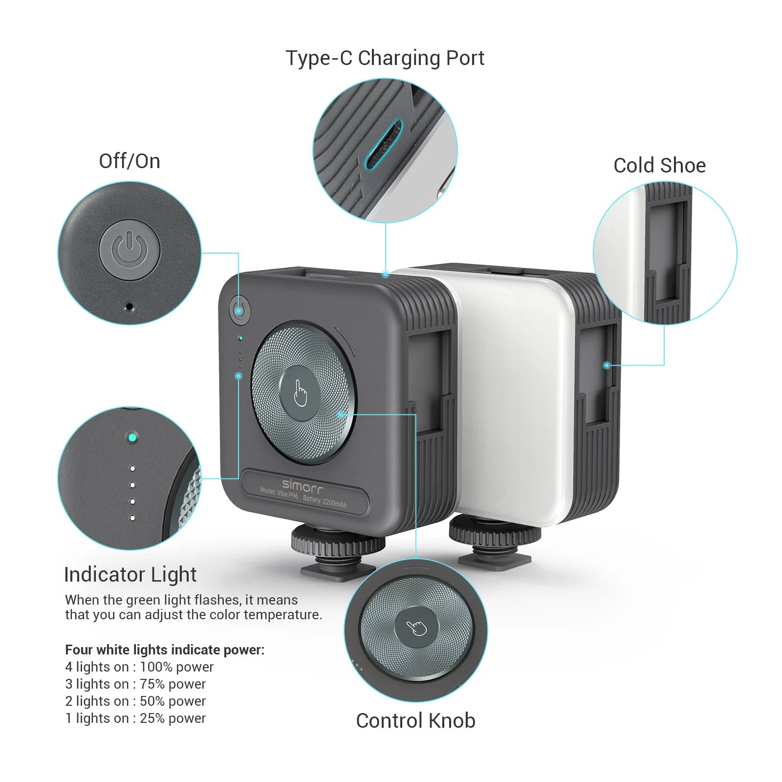 Smallrig Portátil Conduziu a Luz da Câmera de Vídeo 96 Grânulos do Diodo Emissor de Luz para a Iluminação Video da Fotografia Recarregável 2200mah Cri 95 Mais 27006500k - Image 5