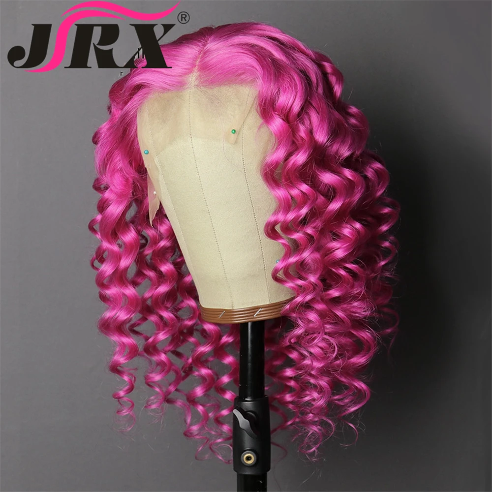 Brazilian 13*4 Lace Front Human Hair Wigs Transparent 150% Density Remy Losee Wave Rose PInk Colored For Black Women |