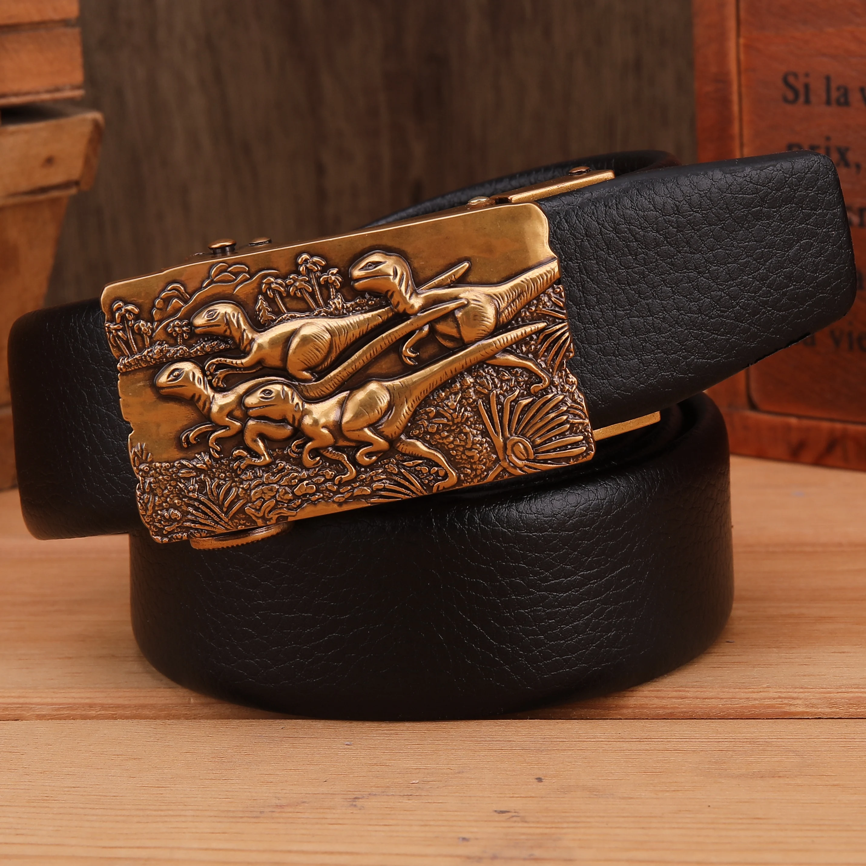 Luxury Men/'s Leather Belt Automatic Buckle Waist Strap 120CM Size 36 OR Less