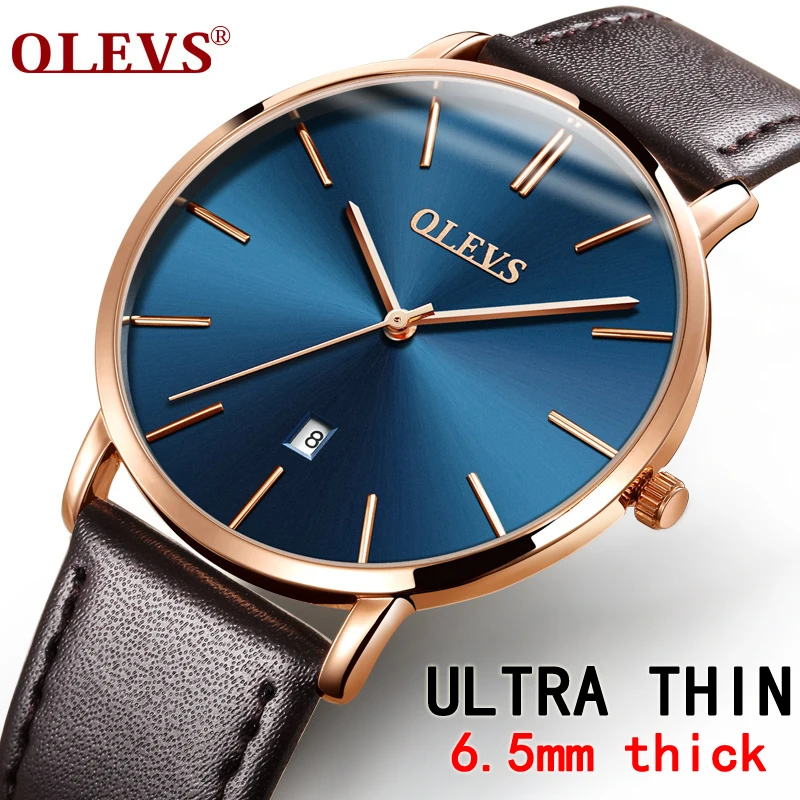 Для мужчин Часы Элитный бренд olevs кварцевые Пояса из натуральной кожи ремень