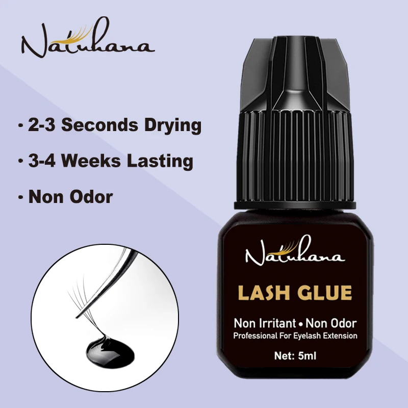 

NATUHANA 5ml 2-3s Fast Dry Non Odor No Simulation Eyelash Extension Glue Individual Strong False Lashes Glue Adhesive