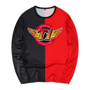 

Men's Game Coat Streetwear LOL Skt T1 Team Uniform Long Sleeve T shirt Patchwork Color Men Casual Printed Loose t-shirts