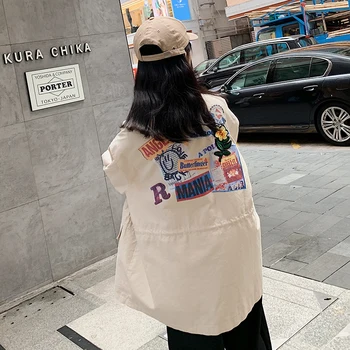 

2020 Spring And Autumn New Youth Popular Back Print Embroidery Multi-pocket Tooling Trench Coat Fashion Casual Wild Shirt M-L
