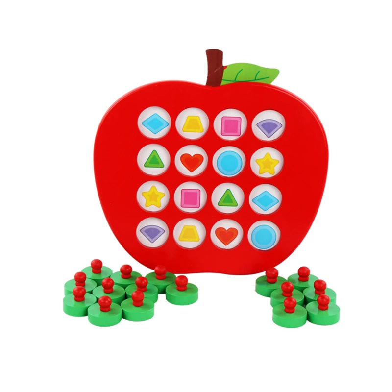 Раннее Образование 3D пазл, игрушки для детей деревянные яблоко памяти соответствия шахматная игра семья случайные Игры Головоломка идеальный подарок на день детей