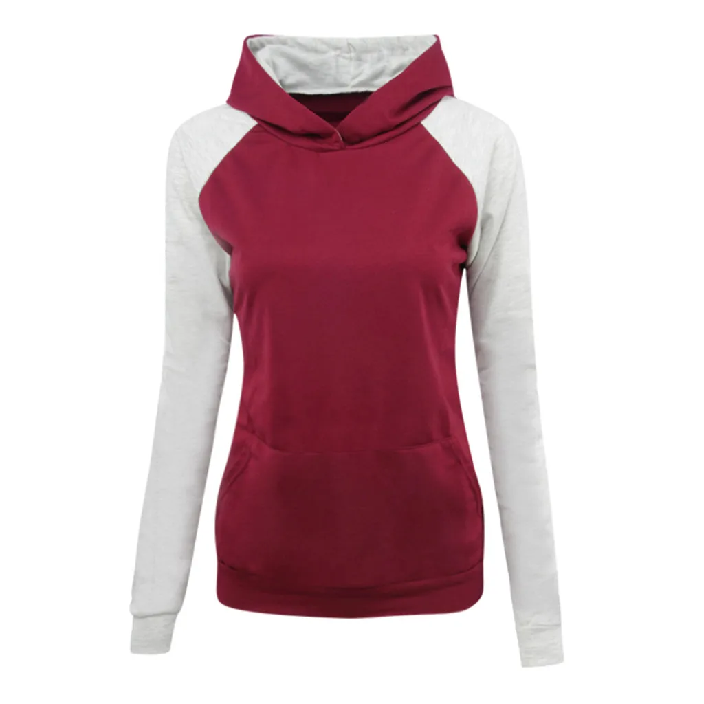 Hoodies Women Autumn 2019 Patchwork Long Sleeve Hooded Harajuku Streetwear Hoodie Hoodies And Sweatshirts Women Pullovers