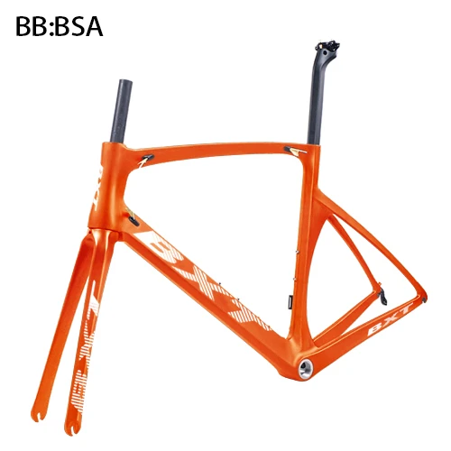 BXT дороги углерода Велосипеды рама углеродного 700c Bicicleta углерода велосипед Рама V-тормоза дорожный велосипед набор Рам 49/52/54/56 см - Цвет: bxt full orange