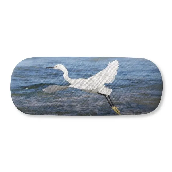 

Ocean White Bird Sea Picture Glasses Case Eyeglasses Clam Shell Holder Storage Box