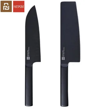 

Xiaomi Huohou Cool Black Kitchen Non-stick Knife Stainless Steel Knife Set 307mm Slicing Knife +298mm Chef Knife From Mi Mijia