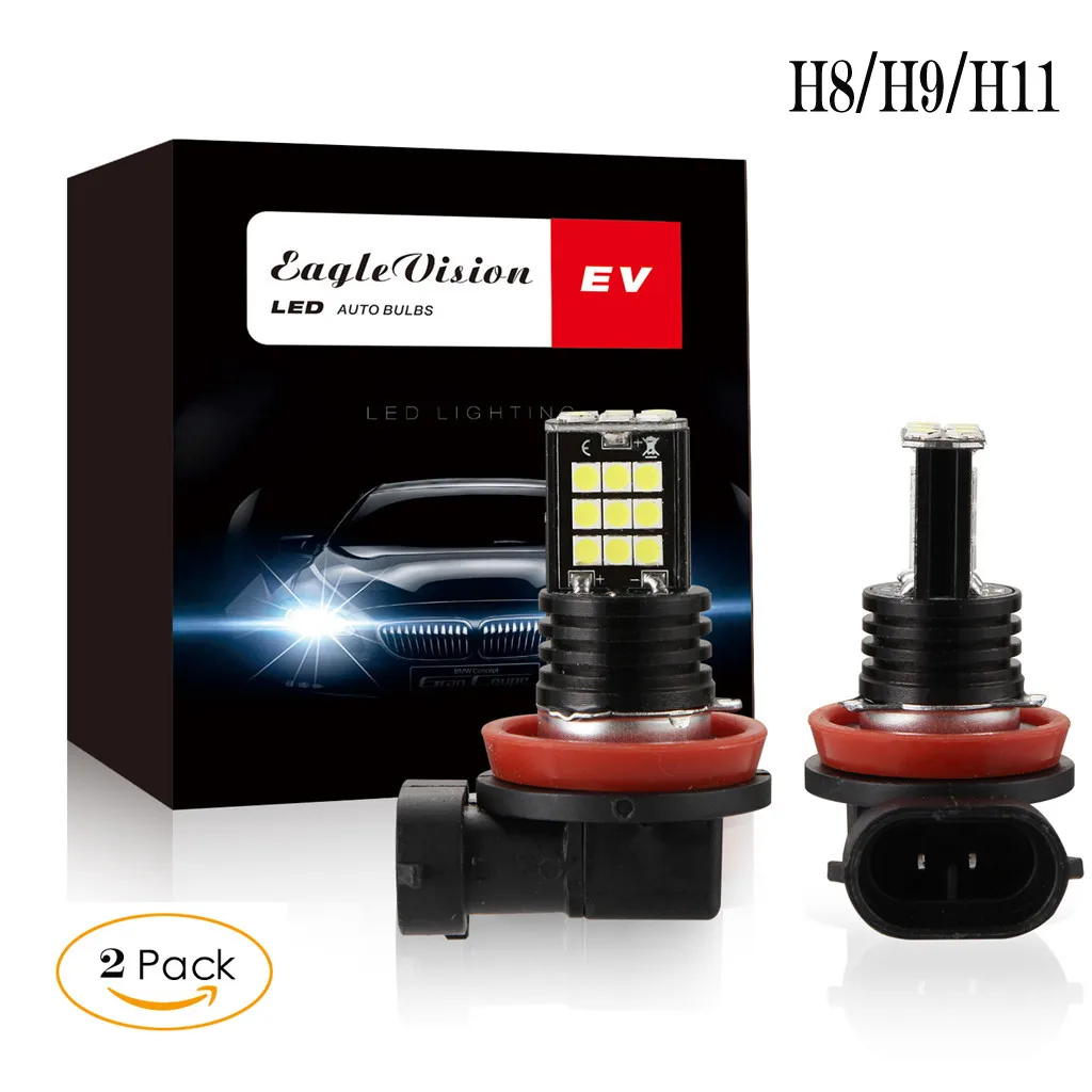 

kongyide car light 2pcs H8 H9 H11 3030 24 SMD LED RGB Car Headlight Fog Lamp Bulb Light 24W 6000K daytime running light DRL