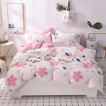 

Four-piece Suit Fashion Simple Style Printed Flower Cotton Home Bedding Sets Duvet Cover Flat Sheet Pillowcase