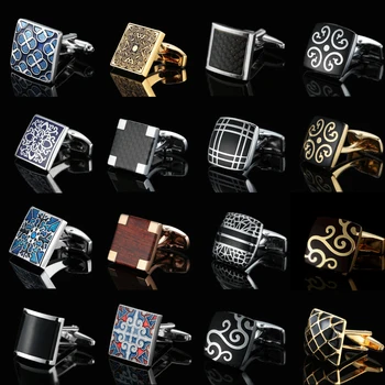 New high quality mahogany carbon fiber enamel technology retro pattern Cufflinks fashion men's French shirt Cufflinks