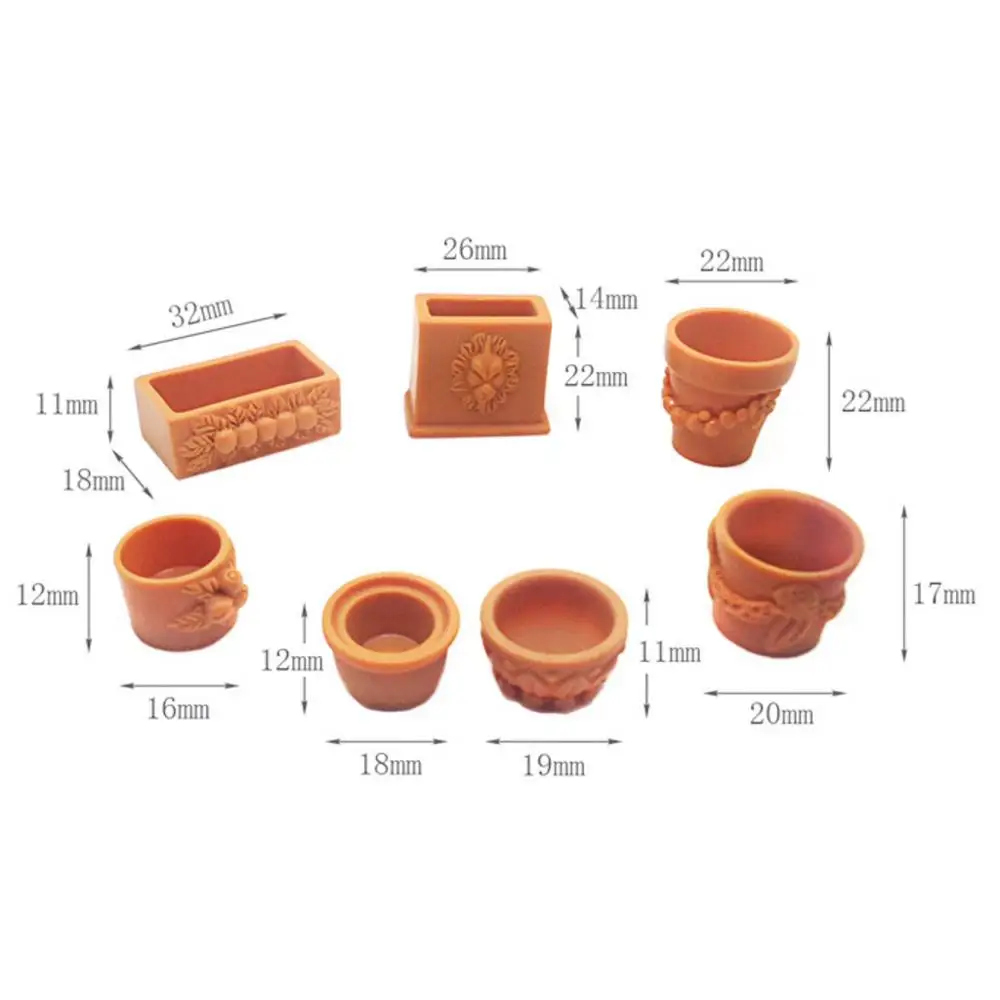 1:12 Масштаб Кукольный домик Миниатюрный Мини Смола Цветочный горшок 7 пакет модель моделирование жизни