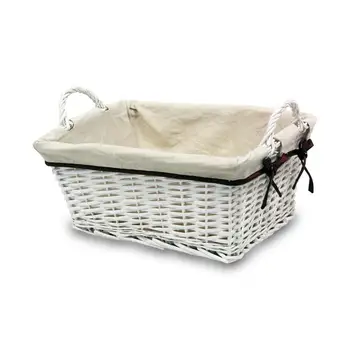 

Basket/Cuévano white color with beige fabric and bows brown
