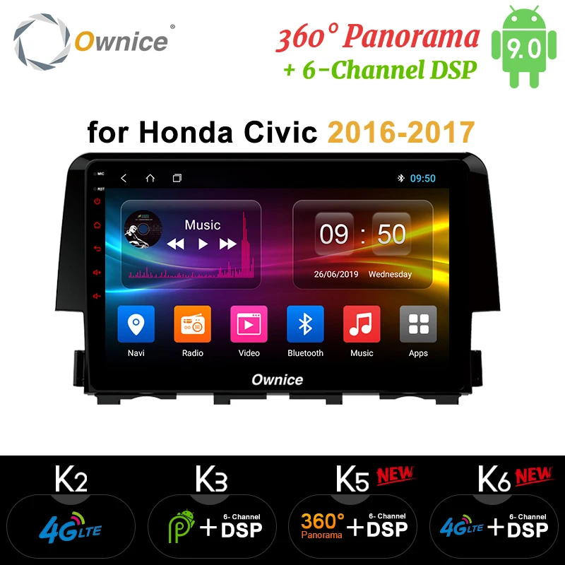 Ownice Восьмиядерный Android 9,0 k3 k5 k6 автомобильный DVD gps навигатор для Honda Civic 64G+ 4G SPDIF DAB+ DVR Carplay 360 Panorama