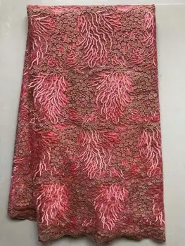 

high quality pink french mesh fabric stones nigerian swiss lace fabrics for dress FYIN-1120