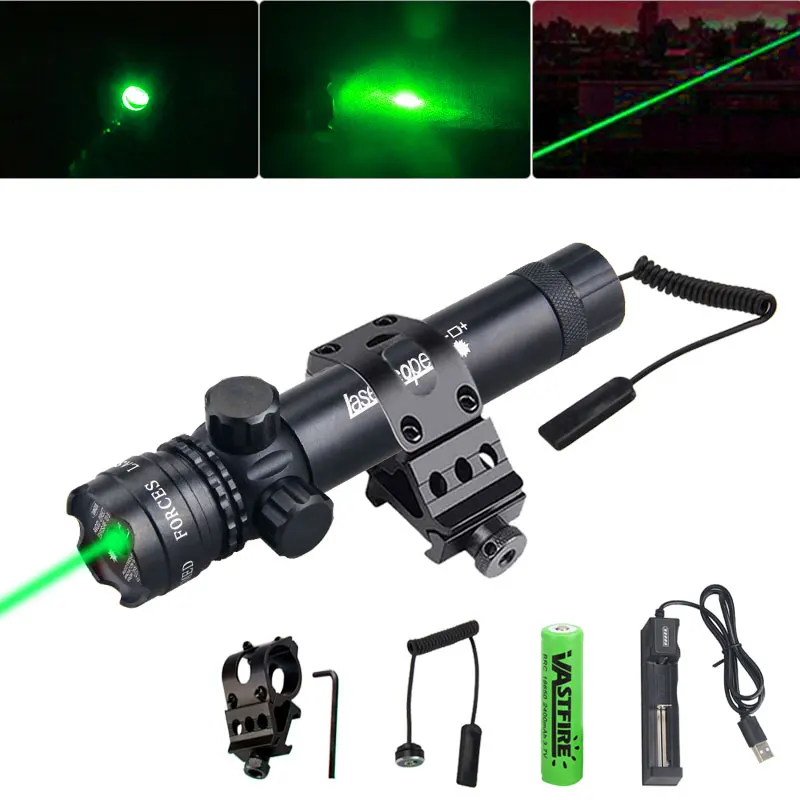for Rifle Remote Switch 2 Mounts Tactical 532nm Green Laser Dot Scope Sight Flyg 