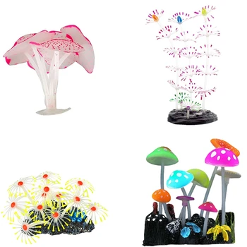 

Aquarium Decorations Glowing Mushroom Glowing Coral Ornaments for Fish Tank Decorations(4 Pieces)