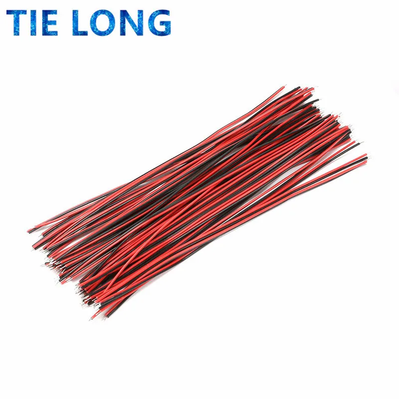 50Pcs/lot Red Black Abreast Line 26AWG 100mm 150MM length LED Line Connecting Tin Plating Wire DIY 2P Electronic Wire Welding