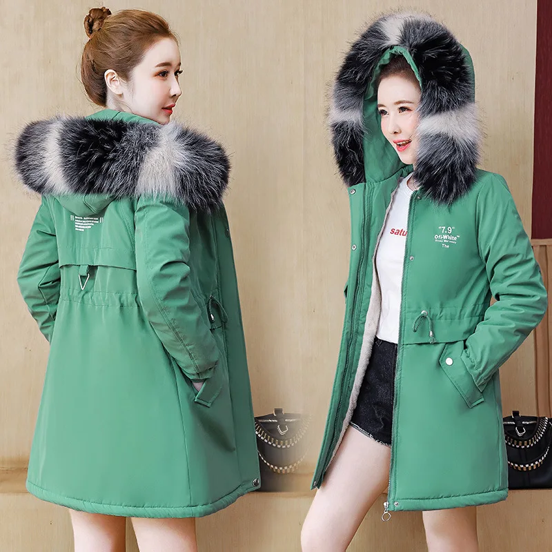 

Fashion Dyeing Fur Collar Mid-length Cotton-padded Clothes Commuting Hooded Zipper 2019 Autumn & Winter Choose
