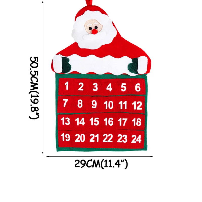 Календарь с обратным отсчетом на Рождество, Рождественская елка, подвесное украшение, Санта-Клаус, календарь, декор для рождества, украшения для дома, натальный - Цвет: red santa