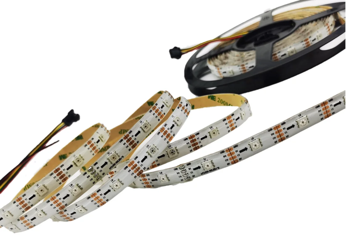 

DC5V SK9822 RGB Led Strip (Similar APA102) Fast DATA & CLOCK 36/48 leds/pixels/m Individual Addressable IP30/65/67 White PCB