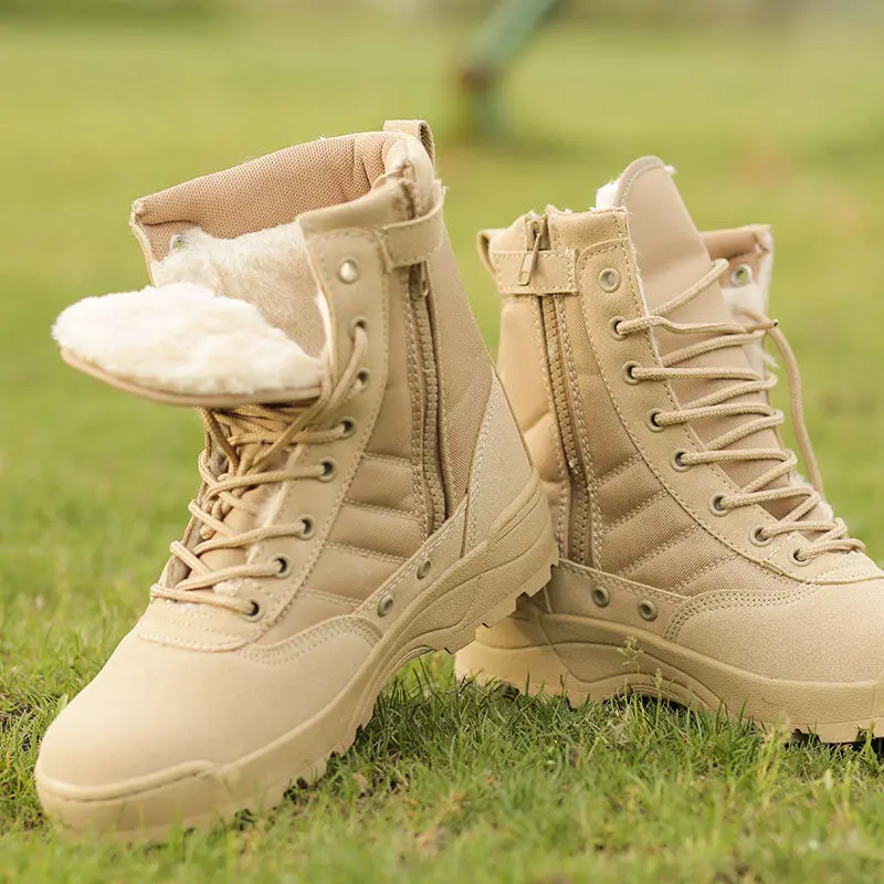 

Military Boots Men's Special Forces Combat tactical autumn and winter Plush high top mountaineering thermal cotton shoes