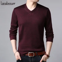 Новинка, модные брендовые мужские свитера, пуловеры с v-образным вырезом, облегающие вязаные Джемперы, шерстяные зимние, корейский стиль, повседневная одежда для мужчин