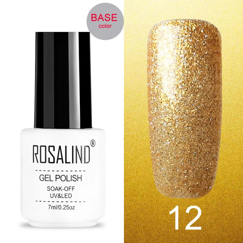 Glod12 ROSALIND гель-кракле лак для ногтей расширение цветная основа лака для ногтей Гибридный маникюрный набор для УФ полупостоянного основы верхнее покрытие - Цвет: Glod12