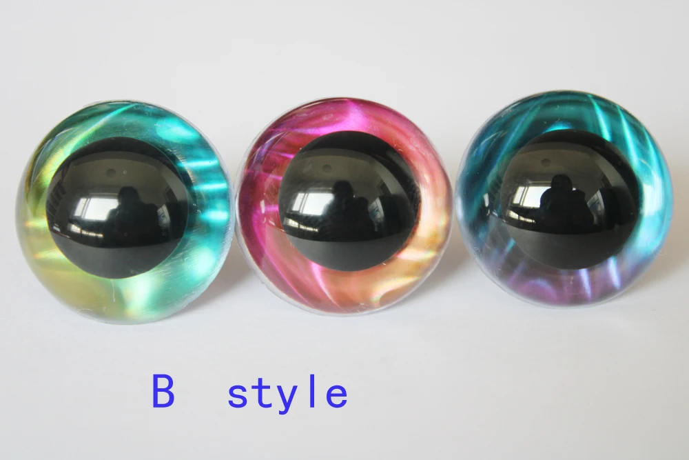 1pair-- 30mm/40mm/50mm big size round clear safety toy eyes +fabric+hard washer for diy doll findings--color by randomly 8